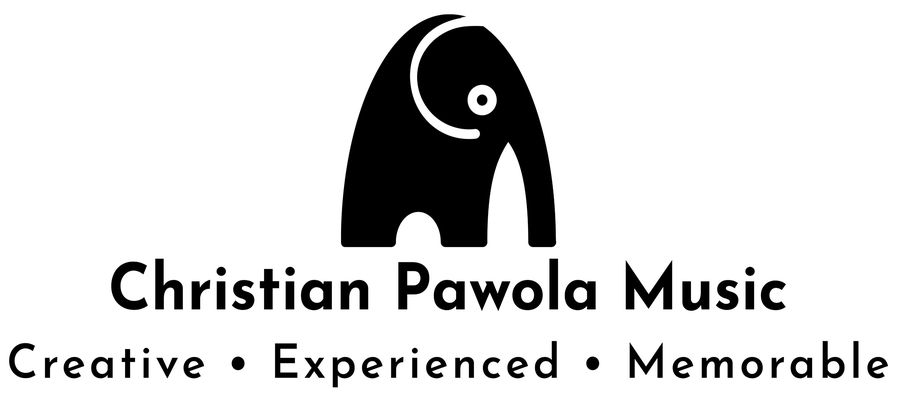 Christian Pawola Music logo: a black elephant with the tagline Creative, Experienced, Memorable